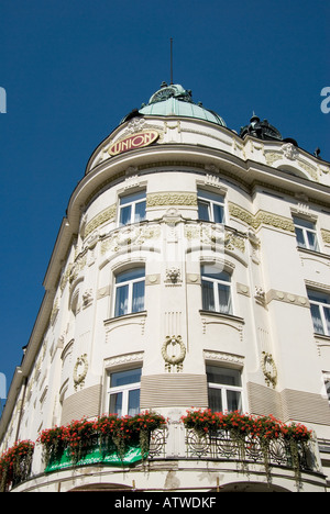 Ljubljana, Slowenien. Grand Hotel Union auf Miklosiceva Cesta (Straße) in der Nähe von Presernov Trg (Platz) Stockfoto