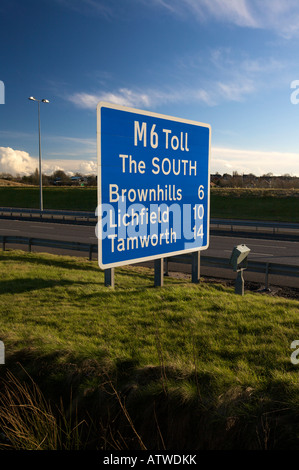 M6 Toll Road Sign Norton Stöcke Cannock Staffordshire England UK Stockfoto