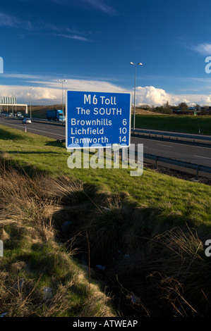 M6 Toll Road Sign Norton Stöcke Cannock Staffordshire England UK Stockfoto