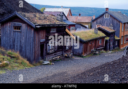 Alte Kupfer Bergbaustadt Roros in Norwegen UNESCO-Welterbe Stockfoto