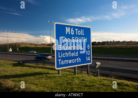 M6 Toll Road Sign Norton Stöcke Cannock Staffordshire England UK Stockfoto