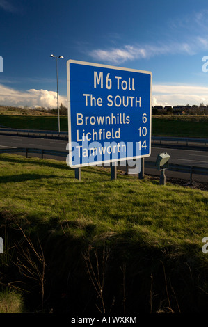 M6 Toll Road Sign Norton Stöcke Cannock Staffordshire England UK Stockfoto