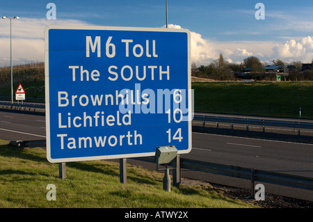 M6 Toll Road Sign Norton Stöcke Cannock Staffordshire England UK Stockfoto