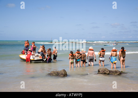 Ein Boot, Pipa Beach, Praia do Centro, Rio Grande do Norte, Brasilien Stockfoto