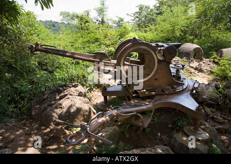 Russischen anti-Aircraft Gewehr auf Phu Si. Luang Prabang. Laos. Stockfoto