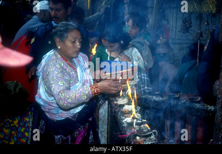 BUFFALO DASINKALI OPFER KHATMANDU TAL NEPAL JEDE WOCHE TAUSENDE VON ZIEGEN UND HÜHNER WERDEN IN DIESEM KLEINEN TEMPEL, KALI DIE HINDUISTISCHE GÖTTIN DER ZERSTÖRUNG PH DAN WEIß ZU BESCHWICHTIGEN GEOPFERT Stockfoto