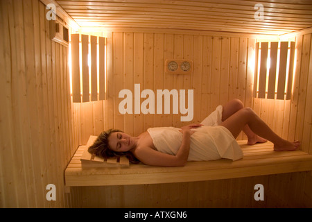 Finnische Sauna ich Pioniere Hotel Val di Luce Abetone Toskana Italien Stockfoto