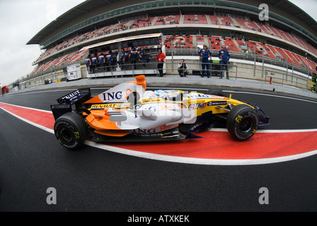 Fernando ALONSO (ESP) im Renault R28 Formel1 Rennwagen im Februar 2008 Stockfoto