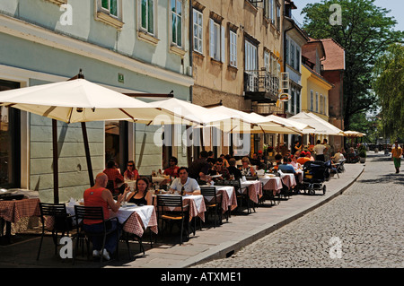 Ljubljana Street café Stockfoto