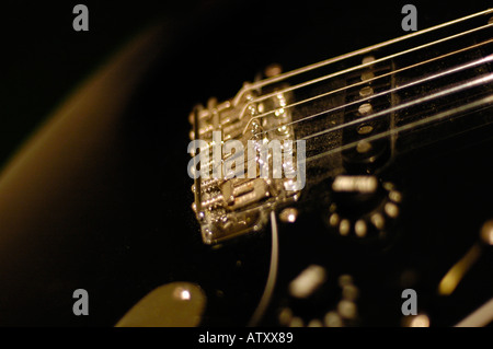 Schwarze Fender Stratocaster closeup Stockfoto