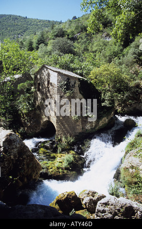 Moulins de la Foux alte Mühle in Herault, Frankreich Stockfoto