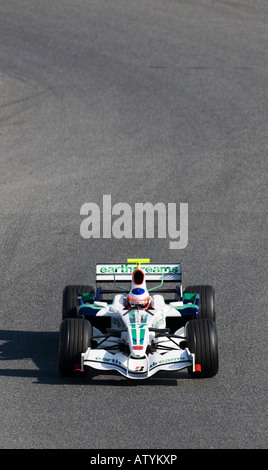 Rubens BARRICHELLO (BRA) in 2008 Honda Formel1 Rennwagen während der Tests Sitzungen im Februar 2008 Stockfoto