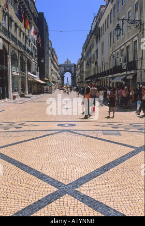 Verkürzung der Rua Augusta Lisbona Portugal Europa Stockfoto