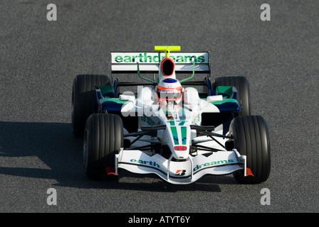 Rubens BARRICHELLO (BRA) in 2008 Honda Formel1 Rennwagen während der Tests Sitzungen im Februar 2008 Stockfoto