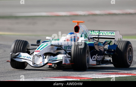 Jenson BUTTON GB 2008 Honda Formel1 Rennwagen während der Tests Sitzungen im Februar 2008 Stockfoto