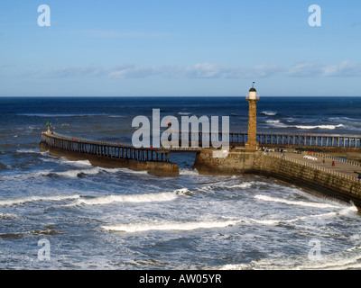 Whitby Hafen an einem stürmischen Tag Stockfoto