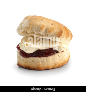 Scones mit Marmelade und Clotted cream Stockfoto