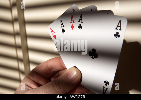 Eine Hand von vier Asse Stockfoto