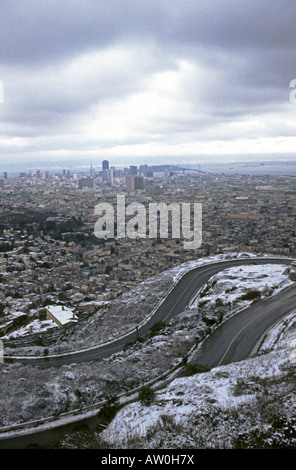 seltene Schneefälle San Francisco auf 2 5 1976 Stockfoto