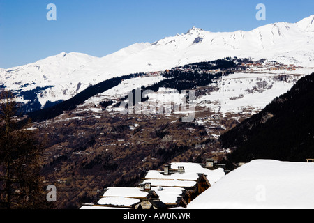 Tal der Tarentaise und Sainte-Foy Skigebiet in den französischen Alpen Nordfrankreich Stockfoto