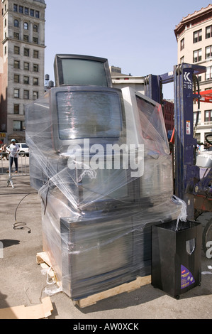 Elektronikschrott sammeln Ereignis für das recycling in New York USA 2007 Stockfoto