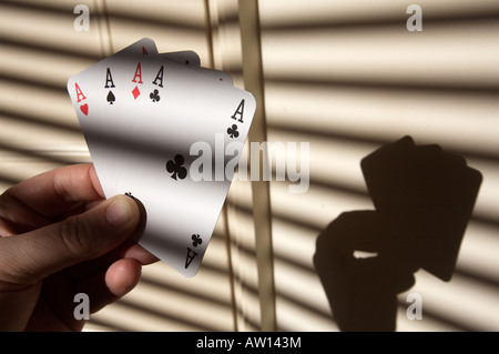 Eine Hand von vier Asse Stockfoto