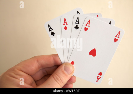 Eine Hand von vier Asse Stockfoto