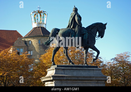 Denkmal für deutsche Kaiser Wilhelm I., Karlsplatz, Stuttgart, Baden-Württemberg Stockfoto