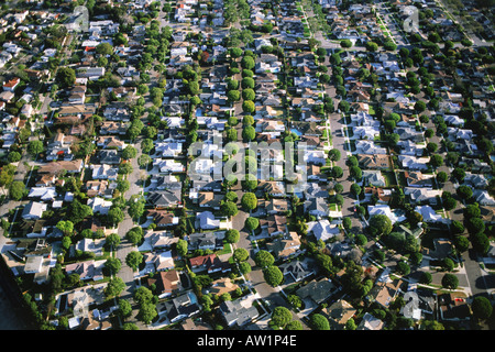 Luftaufnahme der Vorort Gehäuse Strecke in Marina Del Ray in South Bay in der Nähe von Los Angeles Stockfoto