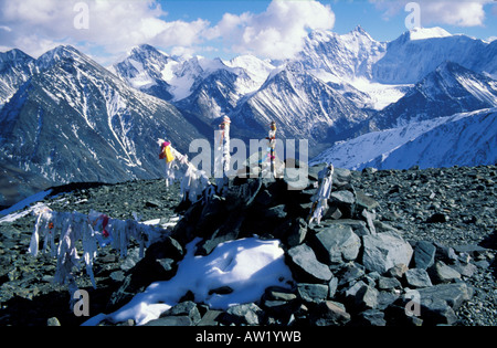 Altai, Mt.Belukha(4506m)-die höchste Spitze von Sibirien Stockfoto