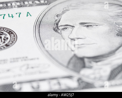 Nahaufnahme einer zehn-Dollar-Note Stockfoto