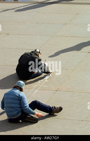 Straßenkunst auf Trafalgar Square London England Europa Stockfoto