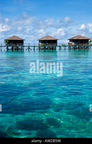 Drei Bungalows Sipadan Kapalai Dive Resort Sabah Borneo Malaysia Stockfoto