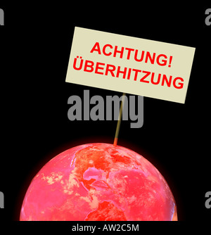 Globus mit roten überhitzten Atmosphäre Stockfoto