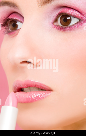 Frau Rosa Lippenstift Stockfoto