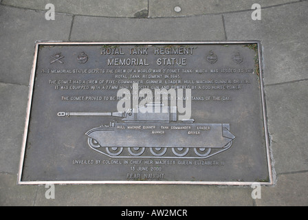 Royal Tank Regiment Statue Gedenktafel, London Stockfoto