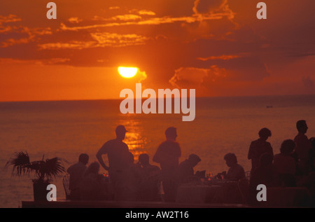 Jamaika-Negril-Sonnenuntergang Rick Ricks Cafe Stockfoto