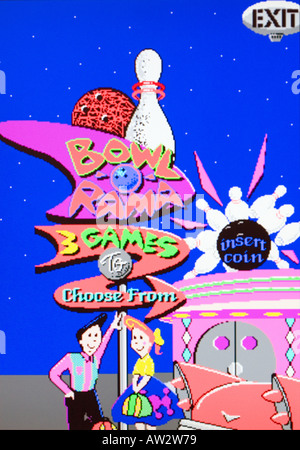 Bowl O Rama Vintage Arcade Videospiel Screenshot - nur zur redaktionellen Nutzung Stockfoto