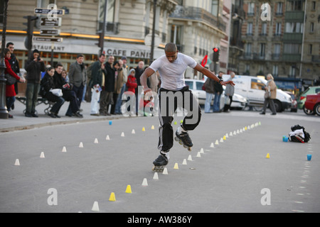 Skater auf der Rue De La Cit, Frankreich, Paris Stockfoto