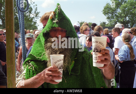 Man amüsiert sich etwas zu viel an Glastonbury 1999 Stockfoto