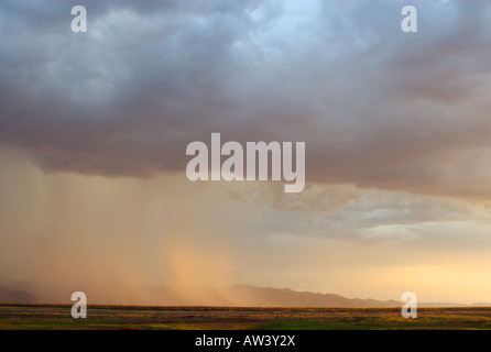 Ein schweres Gewitter fällt über Simbabwes Lake Kariba. Stockfoto