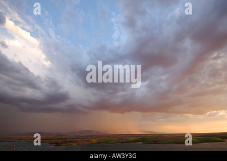 Ein schweres Gewitter fällt über Simbabwes Lake Kariba. Stockfoto