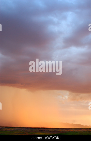 Ein schweres Gewitter fällt über Simbabwes Lake Kariba. Stockfoto