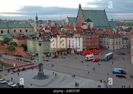 Panorama der Altstadt in Warschau mit Blick auf Zamkowy Square und Sigismund III Waza Spalte Stockfoto