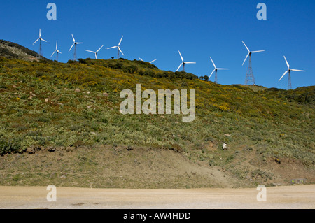 Bereich der Nutzturbine Windmühlen in der Nähe von tarifa Stockfoto