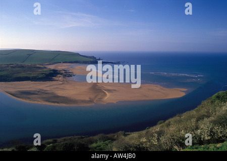 Mündung des Fluss Avon und Größe Strand gesehen von Bigbury am Meer Devon England UK Stockfoto