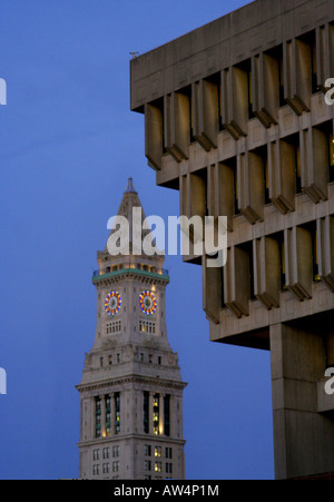 Custom House Tower und die City Hall in Boston, Massachusetts Stockfoto