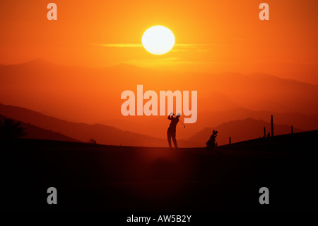Golfer im Fairway auf Desert Mountain Golf Course Stockfoto