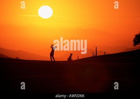 Silhouette Golfer, Geronimo-Kurs Stockfoto