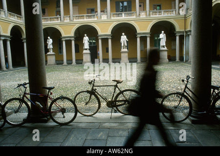 Pavia Italien Statuen der vergangenen Alumni im Innenhof der Universita di Pavia Stockfoto